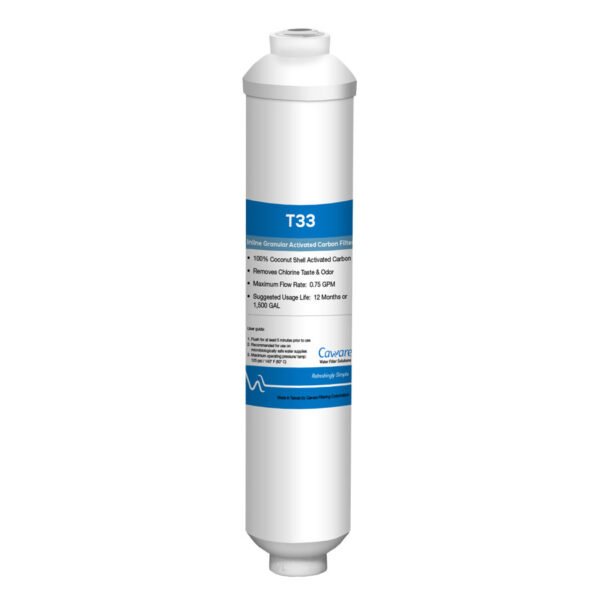 Granular Active Carbon Filter 1´4 internal thread 2" x 10" Inline T33 Granular Active Carbon Filter 1/4" internal thread